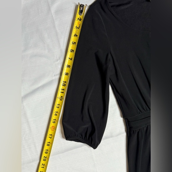 White House Black Market WHBM Women’s XS Black 3/4 Sleeve Knee Length Dress - Picture 3 of 6